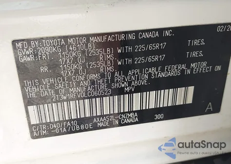 2020 Toyota Rav4 Xle/Xle Premium from USA, damaged, VIN 2T3W1RFV0LC060523